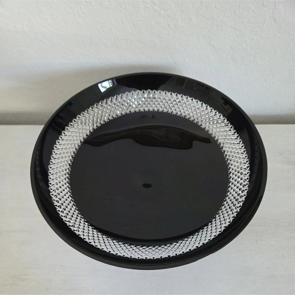 Waterford Crystal John Rocha Black Cut Crystal Large Footed Centerpiece Bowl